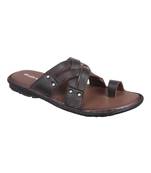 Vardhra Men's Brown Genuine Leather Casual Slipper