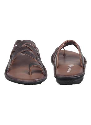 Vardhra Men's Brown Genuine Leather Casual Slipper 4