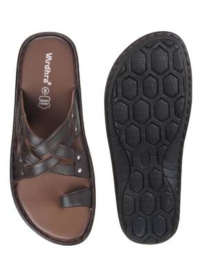 Vardhra Men's Brown Genuine Leather Casual Slipper 5