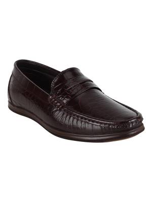 Vardhra Men's Brown Genuine Leather Croco Casual Loafer 1