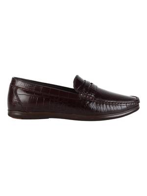 Vardhra Men's Brown Genuine Leather Croco Casual Loafer 2