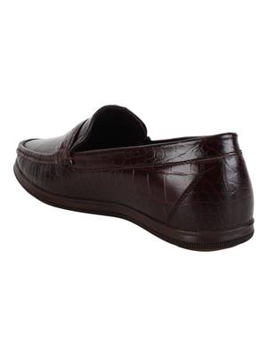 Vardhra Men's Brown Genuine Leather Croco Casual Loafer 3