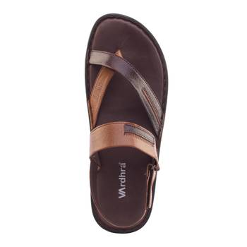 Vardhra Men's Brown Genuine Leather Outdoor Casual Sandal 4