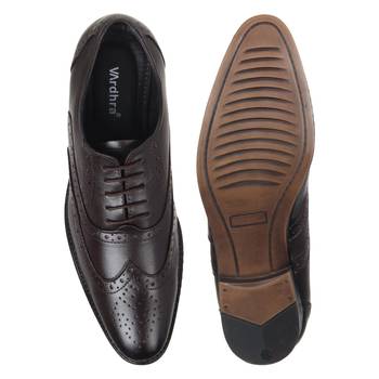 Vardhra Men's Brown Genuine Leather Party Brogue Formal Shoes 4