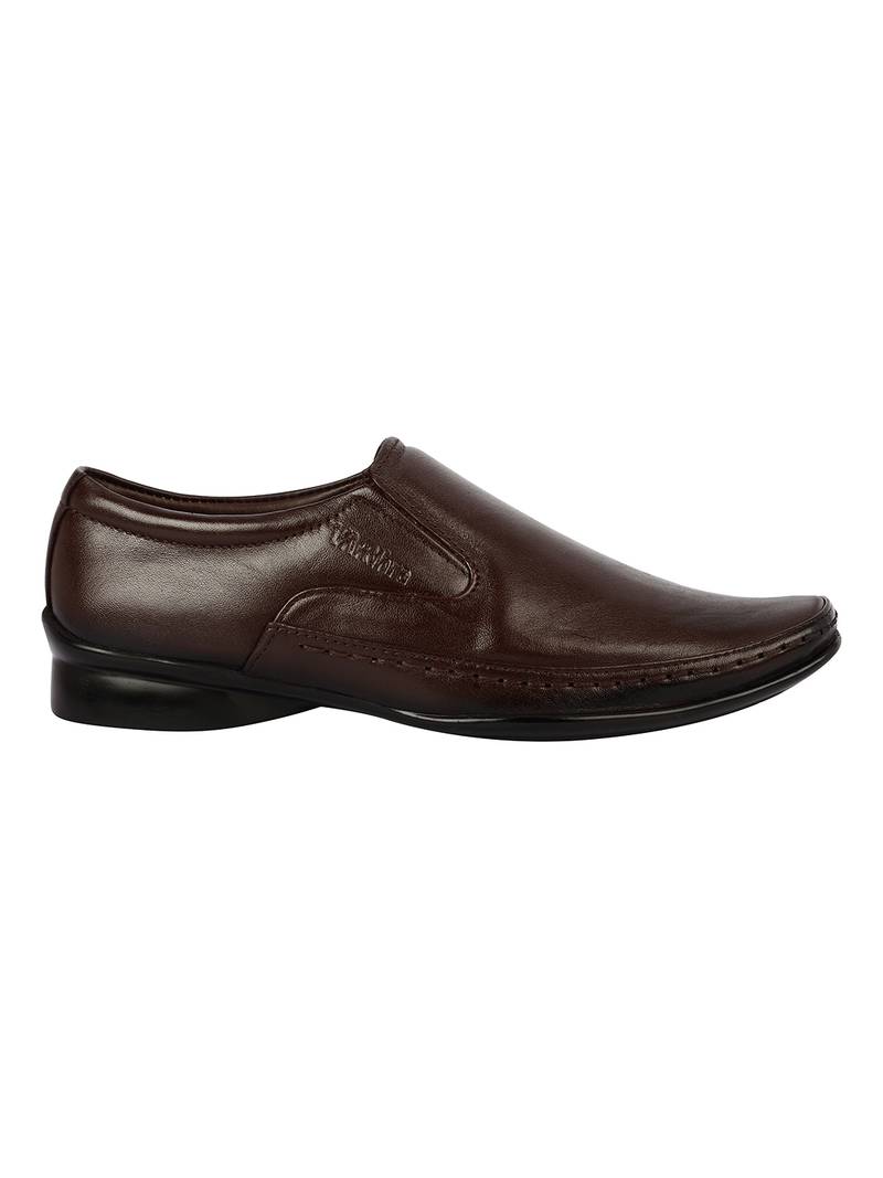 Vardhra Men's Brown Genuine Leather Slip On Formal Shoes