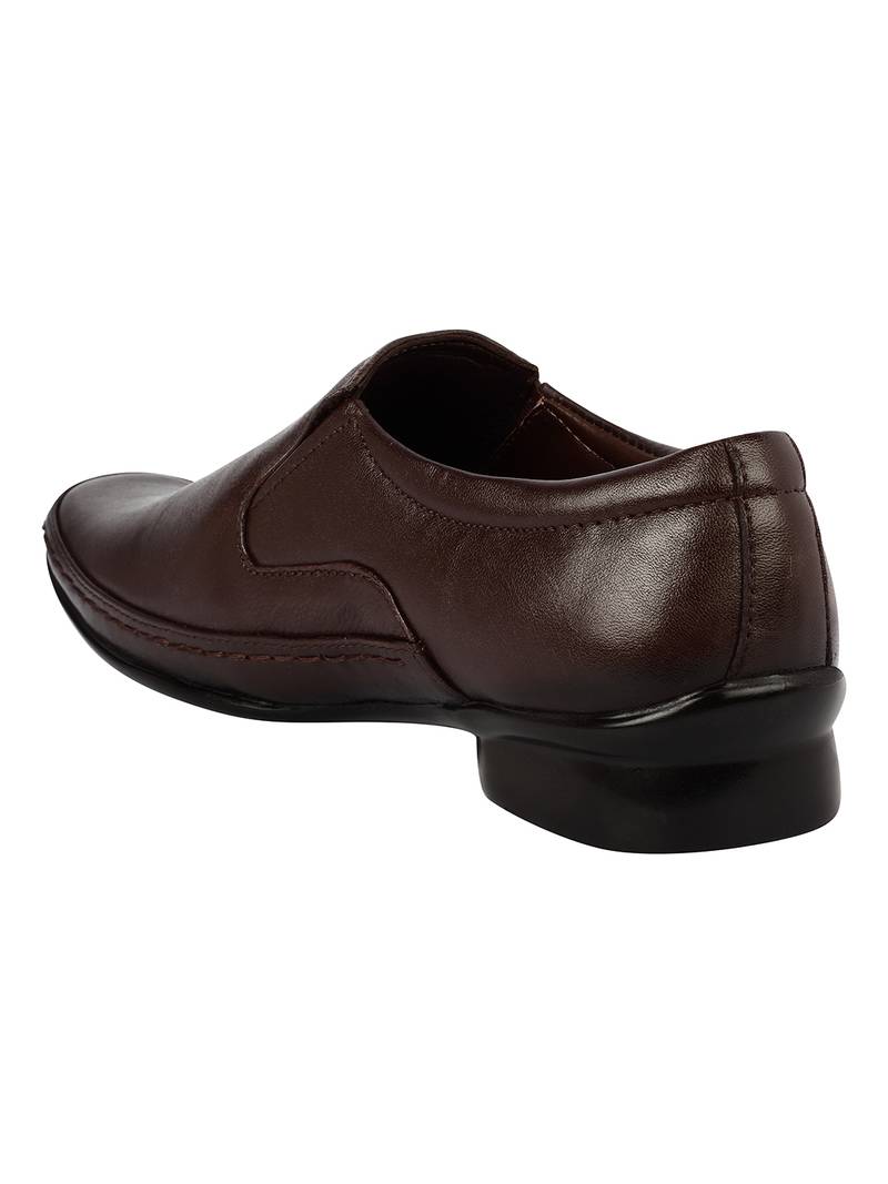 Vardhra Men's Brown Genuine Leather Slip On Formal Shoes