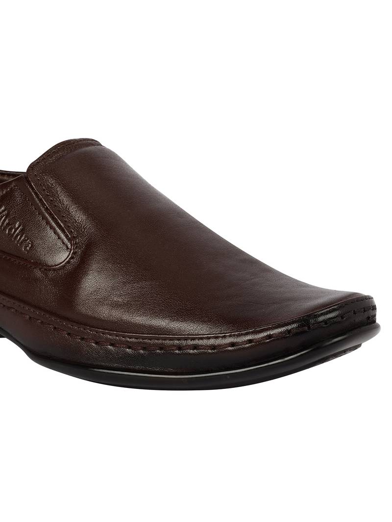 Vardhra Men's Brown Genuine Leather Slip On Formal Shoes