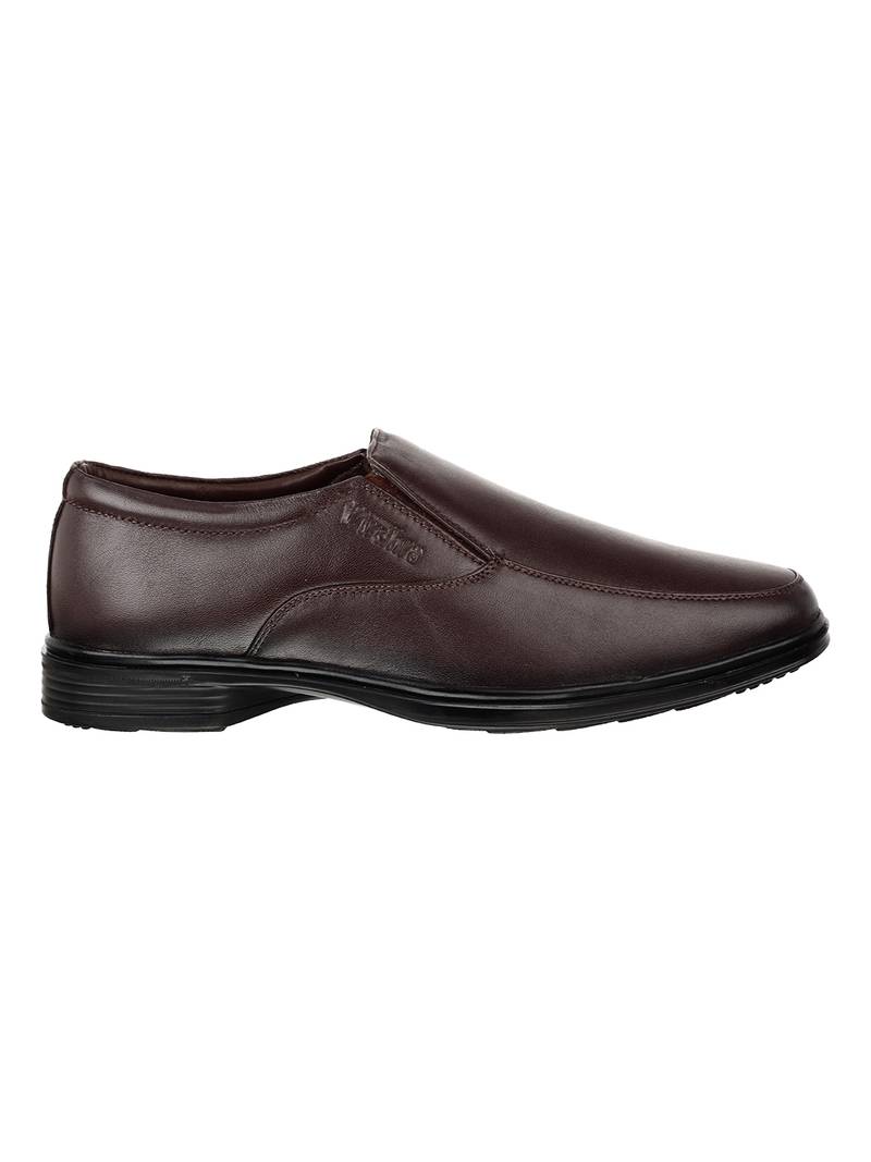 Vardhra Men's Brown Genuine Leather Slip On Formal Shoes
