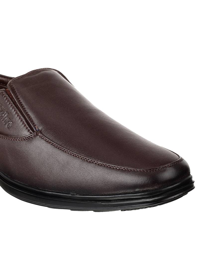 Vardhra Men's Brown Genuine Leather Slip On Formal Shoes