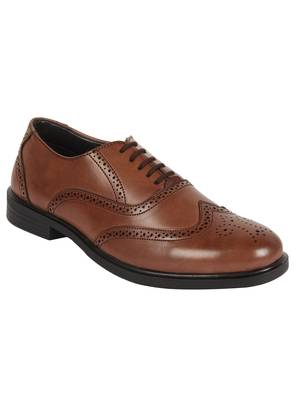 Vardhra Men's Brown Synthetic Leather Brogue Formal Shoes 1
