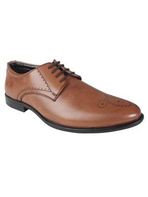 Vardhra Men's Brown Synthetic Leather Brogue Formal Shoes 1