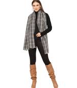 Checked / Plaid Black & White Cashmere Scarf