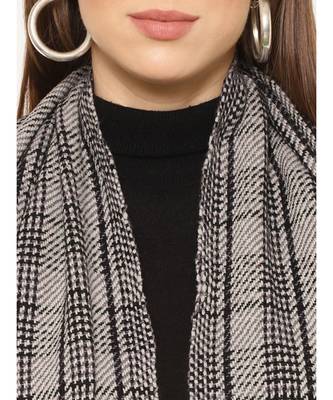 Checked / Plaid Black & White Cashmere Scarf 3