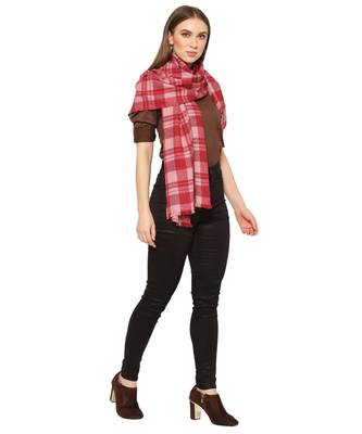 Checked / Plaid Red And White Cashmere Scarf 3