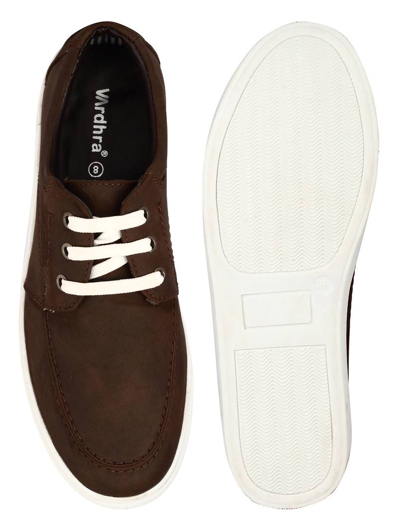 Vardhra Men's Brown Synthetic Leather Casual Sneaker Casual Shoes