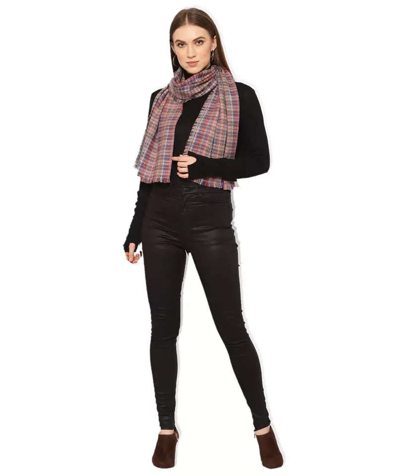 CHECKED / PLAID CASHMERE MULTI COLOR SCARF MUFFLER