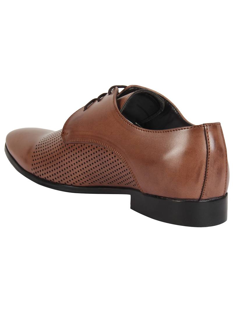 Vardhra Men's Brown Synthetic Leather Derby Formal Shoes