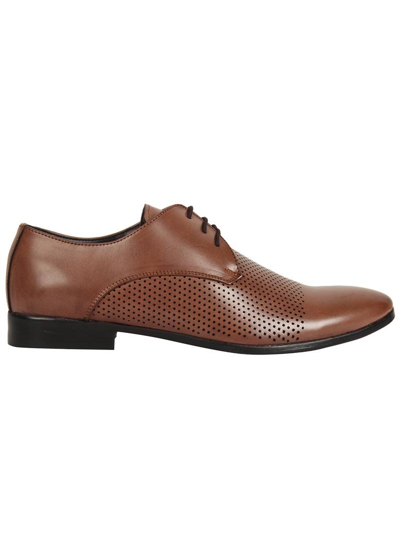 Vardhra Men's Brown Synthetic Leather Derby Formal Shoes