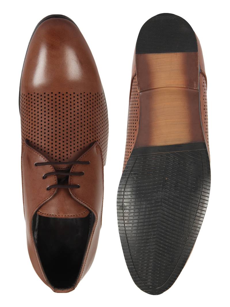 Vardhra Men's Brown Synthetic Leather Derby Formal Shoes