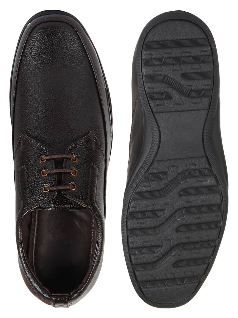 Vardhra Men's Brown Synthetic Leather Derby Formal Shoes