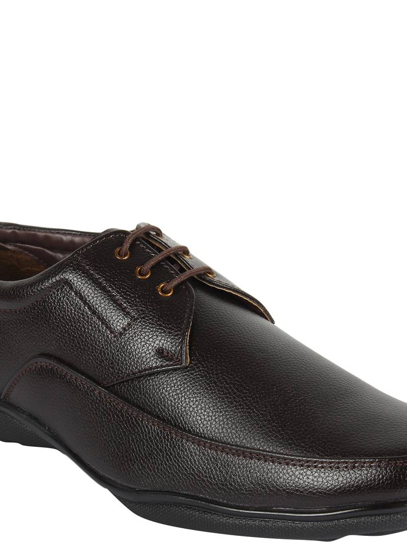 Vardhra Men's Brown Synthetic Leather Derby Formal Shoes