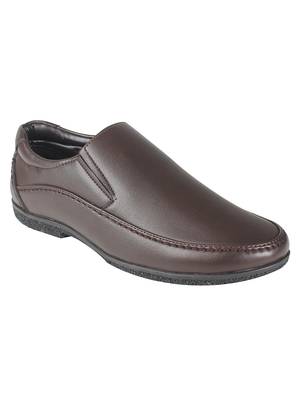 Vardhra Men's Brown Synthetic Leather Party Slip On Formal Shoes 1