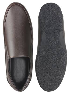 Vardhra Men's Brown Synthetic Leather Party Slip On Formal Shoes 4