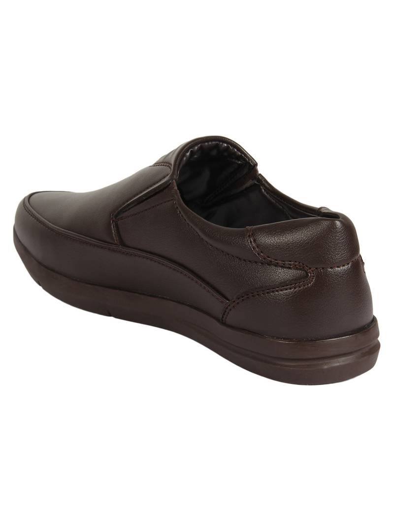 Vardhra Men's Brown Synthetic Leather Slip On Formal Shoes