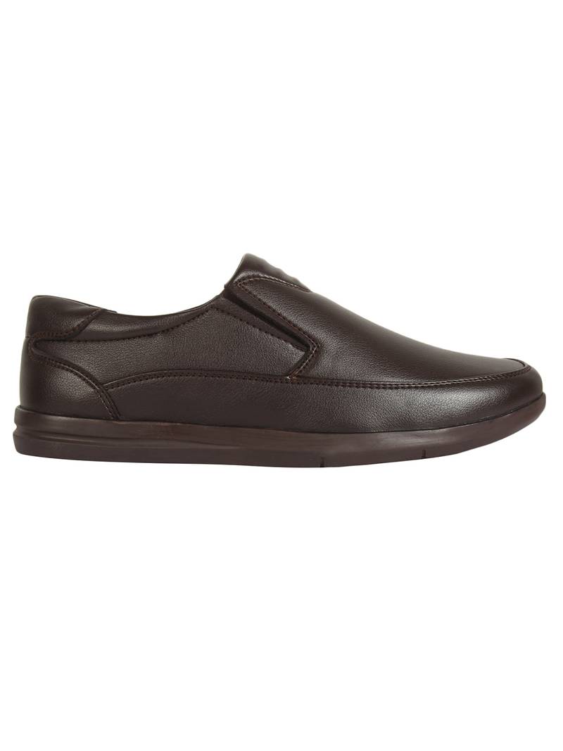 Vardhra Men's Brown Synthetic Leather Slip On Formal Shoes