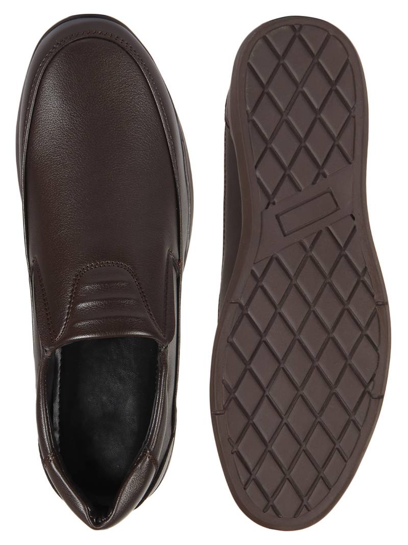 Vardhra Men's Brown Synthetic Leather Slip On Formal Shoes