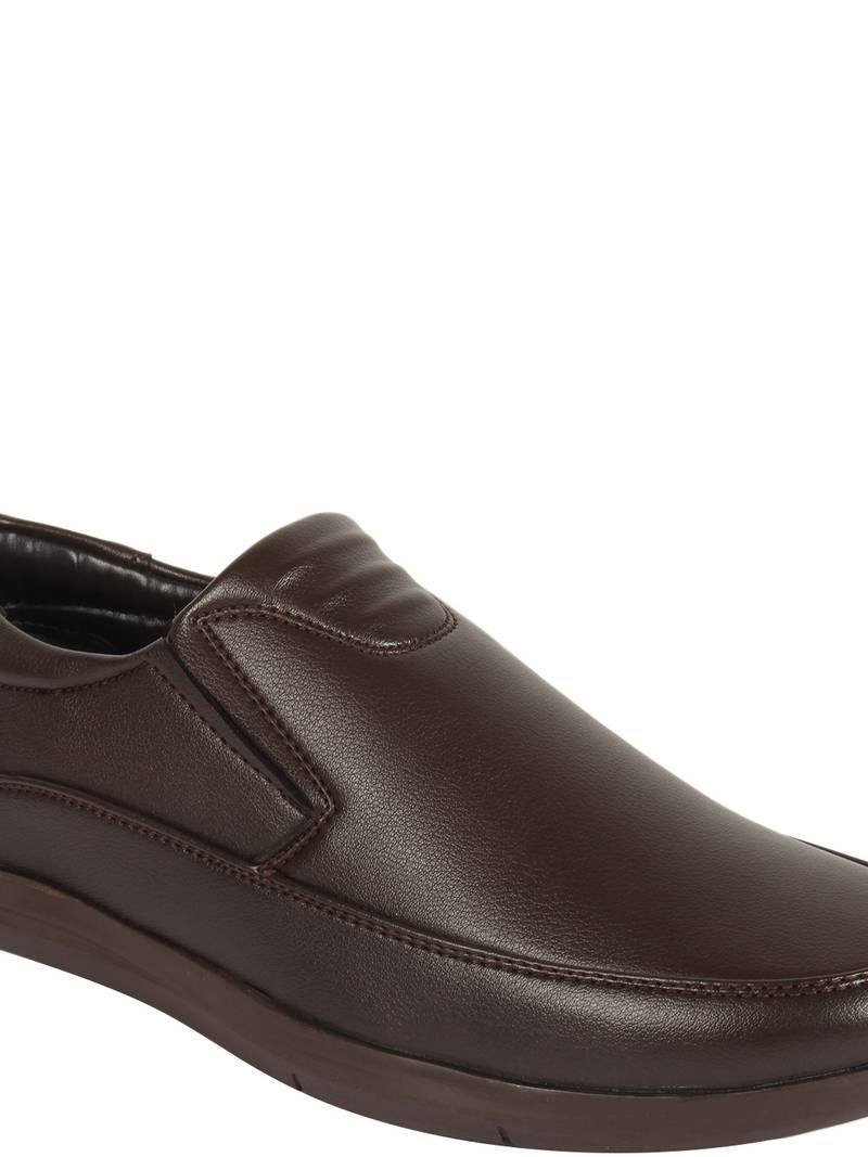 Vardhra Men's Brown Synthetic Leather Slip On Formal Shoes