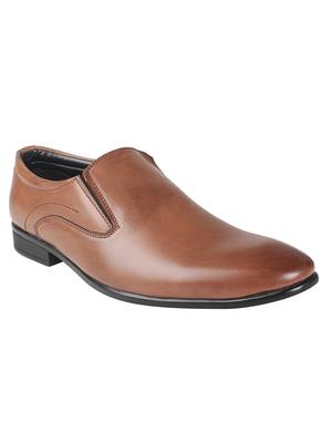 Vardhra Men's Brown Synthetic Leather Slip On Formal Shoes 1