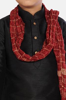Black plain cotton silk boys-kurta-pyjama 3