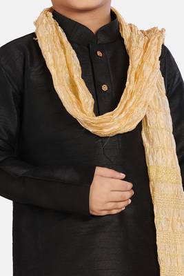 Black plain cotton silk boys-kurta-pyjama 3