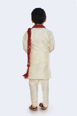 White plain cotton silk boys-kurta-pyjama 4
