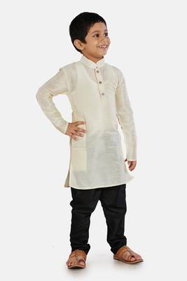 White plain cotton silk boys-kurta-pyjama 2