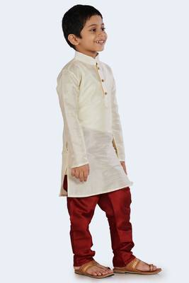 White plain cotton silk boys-kurta-pyjama 2