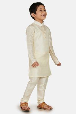 White plain cotton silk boys-kurta-pyjama 2