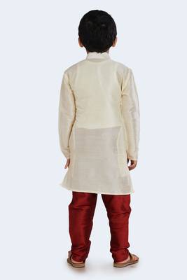 White plain cotton silk boys-kurta-pyjama 4