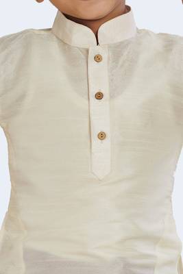 White plain cotton silk boys-kurta-pyjama 3