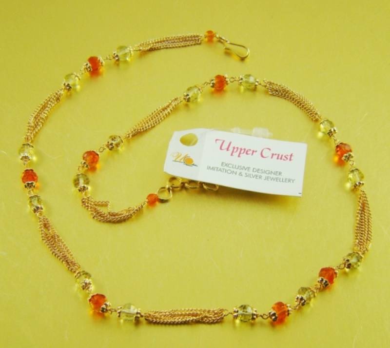 Gold plated Crystal beaded Chain necklace earring jewellery