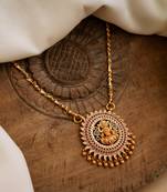 Ruby emerald Laxmi pendant with Long golden chain one gram gold