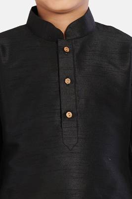 Black plain cotton silk boys-kurta-pyjama 3