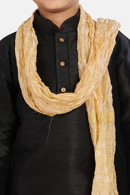 Black plain cotton silk boys-kurta-pyjama 5