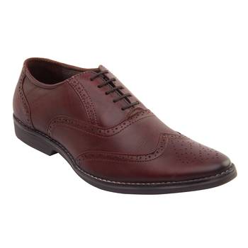 Vardhra Men's Cherry Genuine Leather Brogue Formal Shoes 1