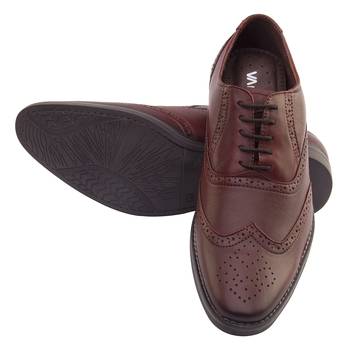 Vardhra Men's Cherry Genuine Leather Brogue Formal Shoes 5