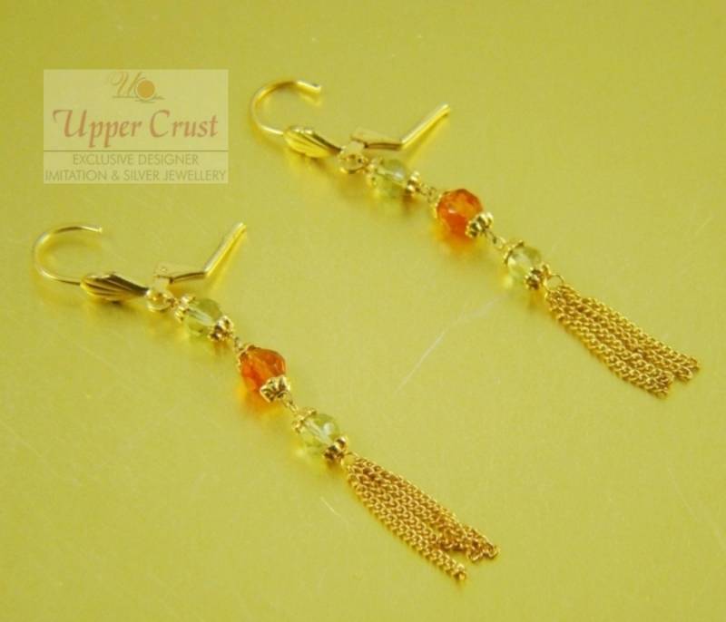 Gold plated Crystal beaded Chain necklace earring jewellery