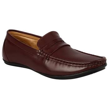 Vardhra Men's Cherry Synthetic Leather Party Outdoor Formal Loafer 1