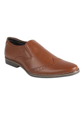 Vardhra Men's Dark Tan Genuine Leather Brogue Formal Shoes 1