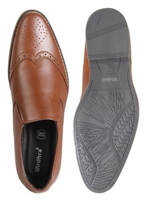 Vardhra Men's Dark Tan Genuine Leather Brogue Formal Shoes 4